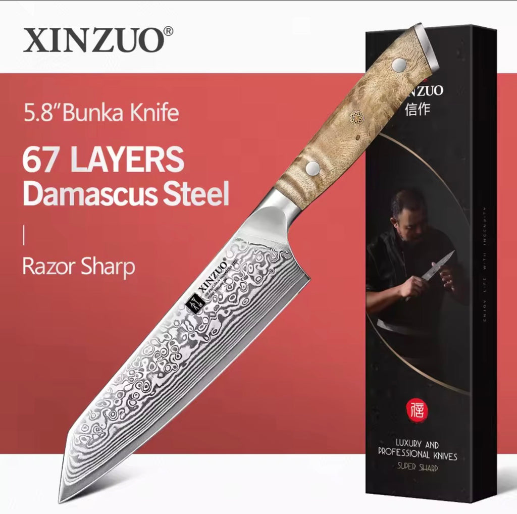 XINZUO Damascus Steel Bunka Knife