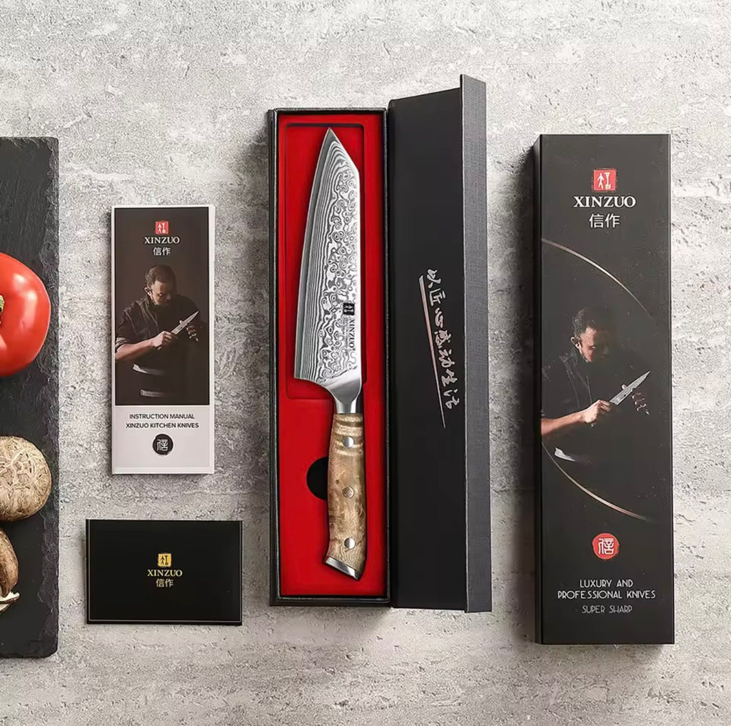 XINZUO Damascus Steel Bunka Knife